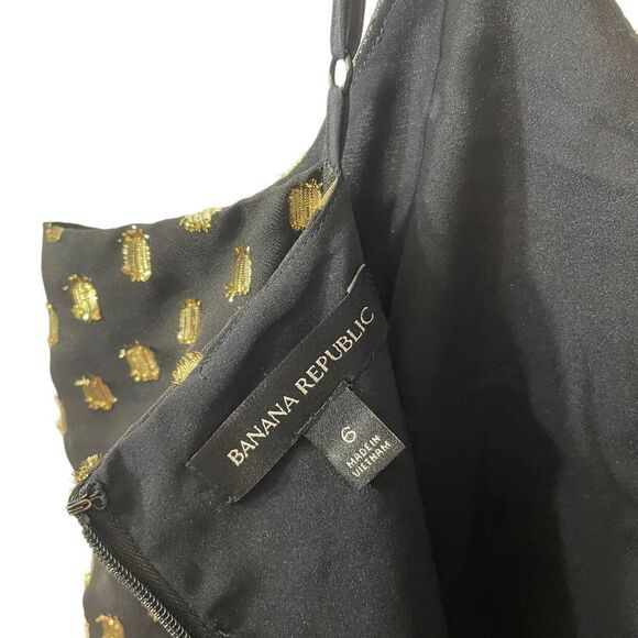 Banana Republic Strappy Ruffle Metallic Dot Mini Dress in Black & Gold Size 6 - Picture 11 of 11